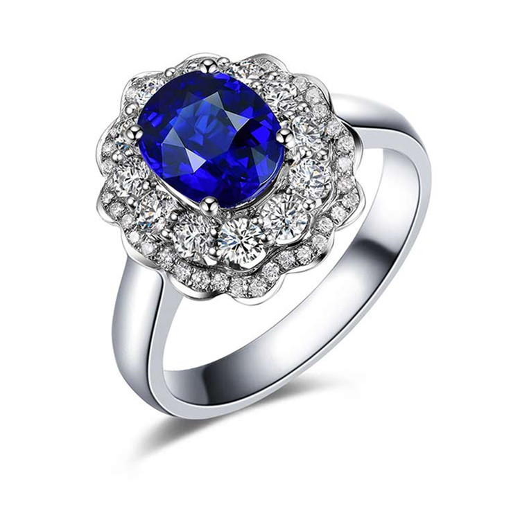 【zocai佐卡伊 戒指/指环】zocai/佐卡伊 白18k金1克拉蓝宝石钻戒镶钻