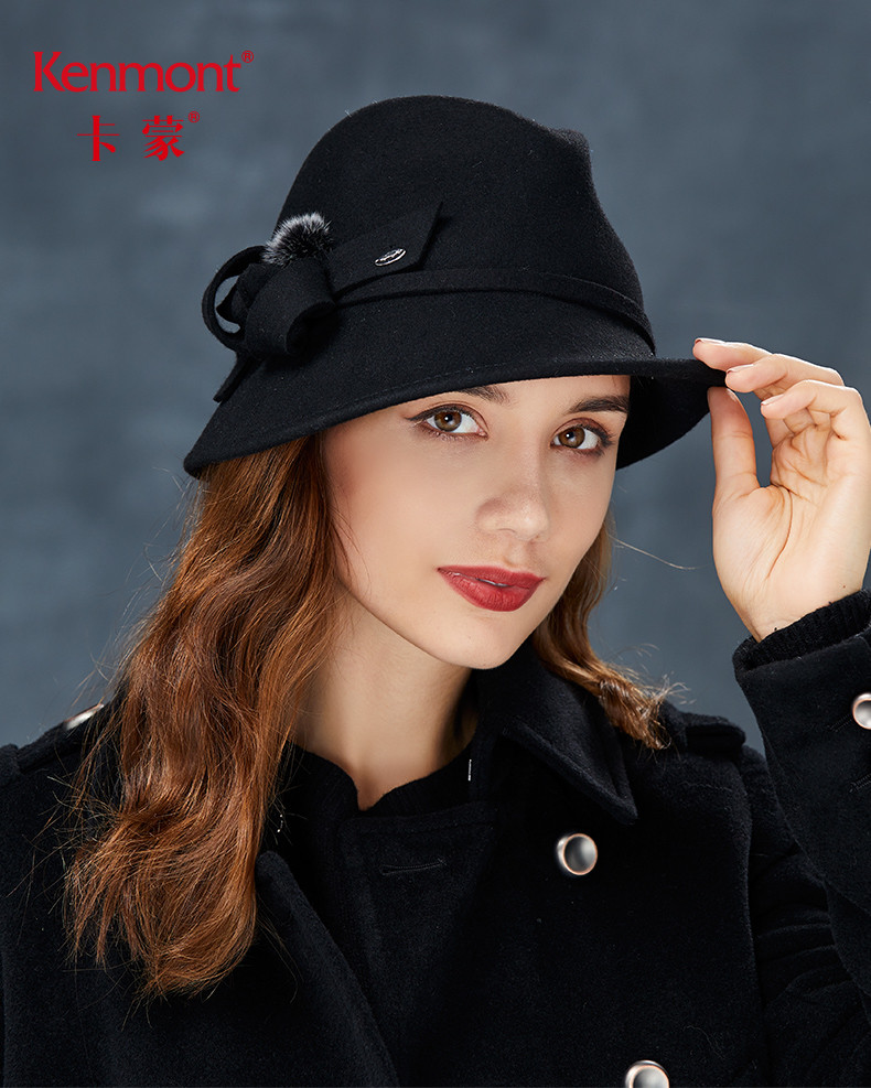 黑色呢子复古帽子女秋冬欧美小礼帽英伦爵士帽全羊毛毡帽保暖