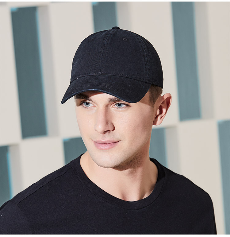 全棉帽子男纯色弯檐棒球帽户外休闲青年夏季鸭舌帽水洗做旧帽