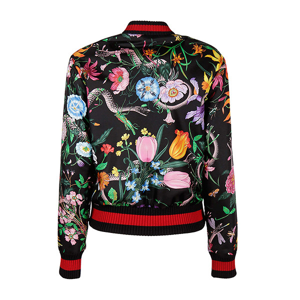 gucci/古驰 【18秋冬】花卉印花外套女士夹克飞行员夹克 460787 zip59