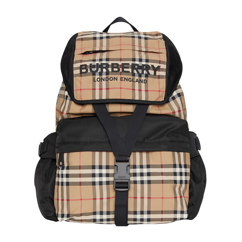 【19春夏】burberry/博柏利 vintage 复古格纹尼龙印花双肩包 8010372
