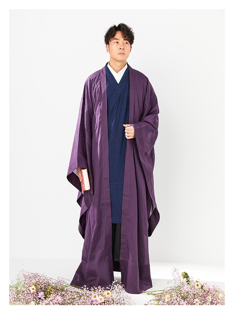 shili/诗礼春秋 新汉服中国风传统交领右衽短襴袍男士长袖衬衫