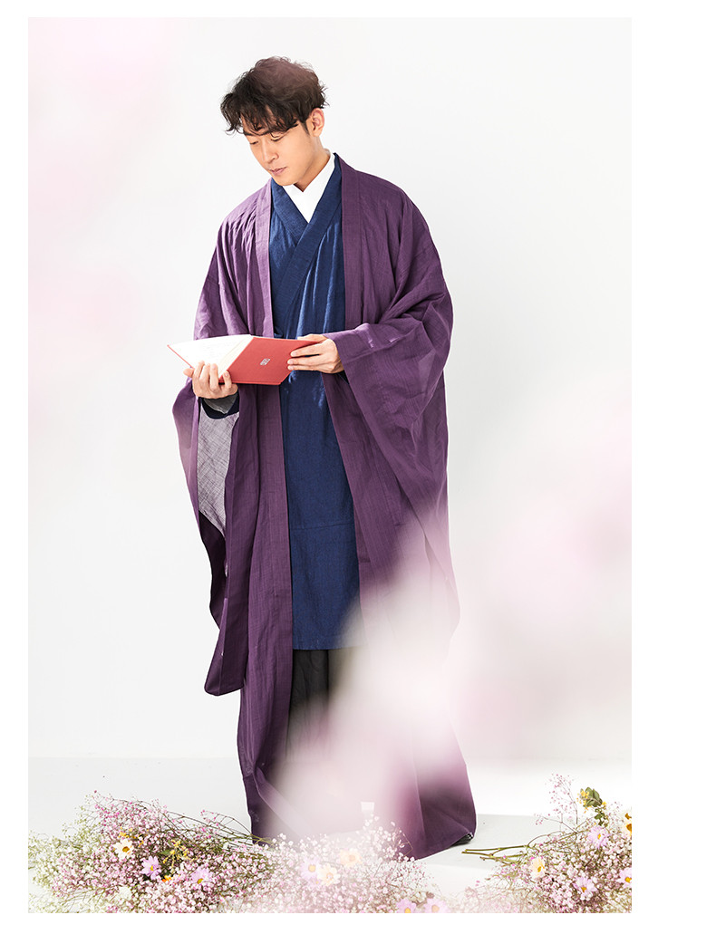 shili/诗礼春秋 新汉服中国风传统交领右衽短襴袍男士长袖衬衫