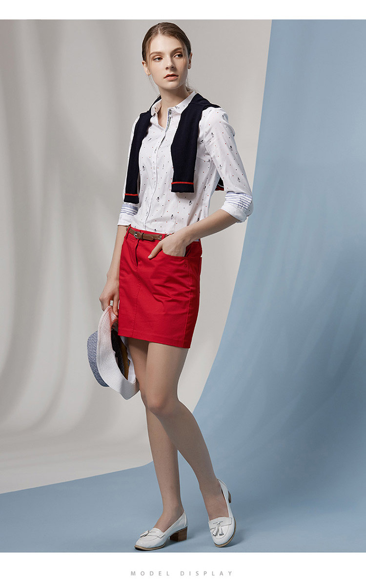 hazzys/哈吉斯 2018夏装新款短裙女经典时尚百搭h廓型女士半身裙abqst