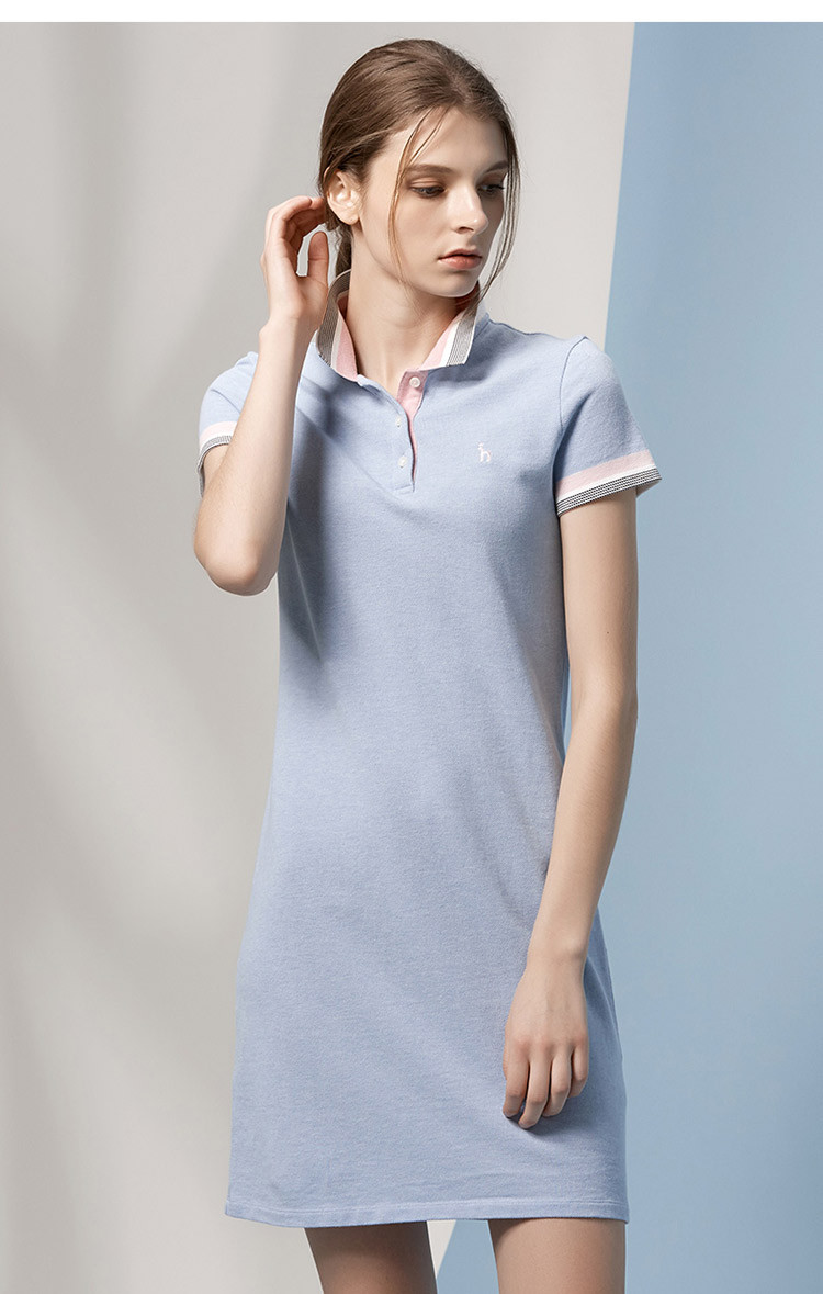 hazzys/哈吉斯 2018夏季新款女士连衣裙时尚简约polo连衣裙aqwse08