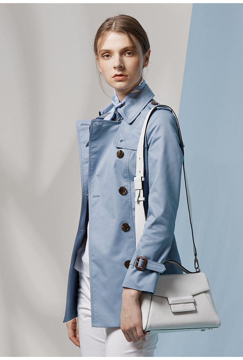 hazzys/哈吉斯 2019年春季新款女外套简约短款经典修身女士风衣外套