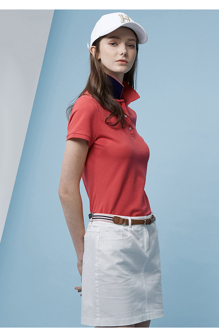 hazzys/哈吉斯 2018夏季新款t恤衫女时尚简约翻领女士短polo衫astse08