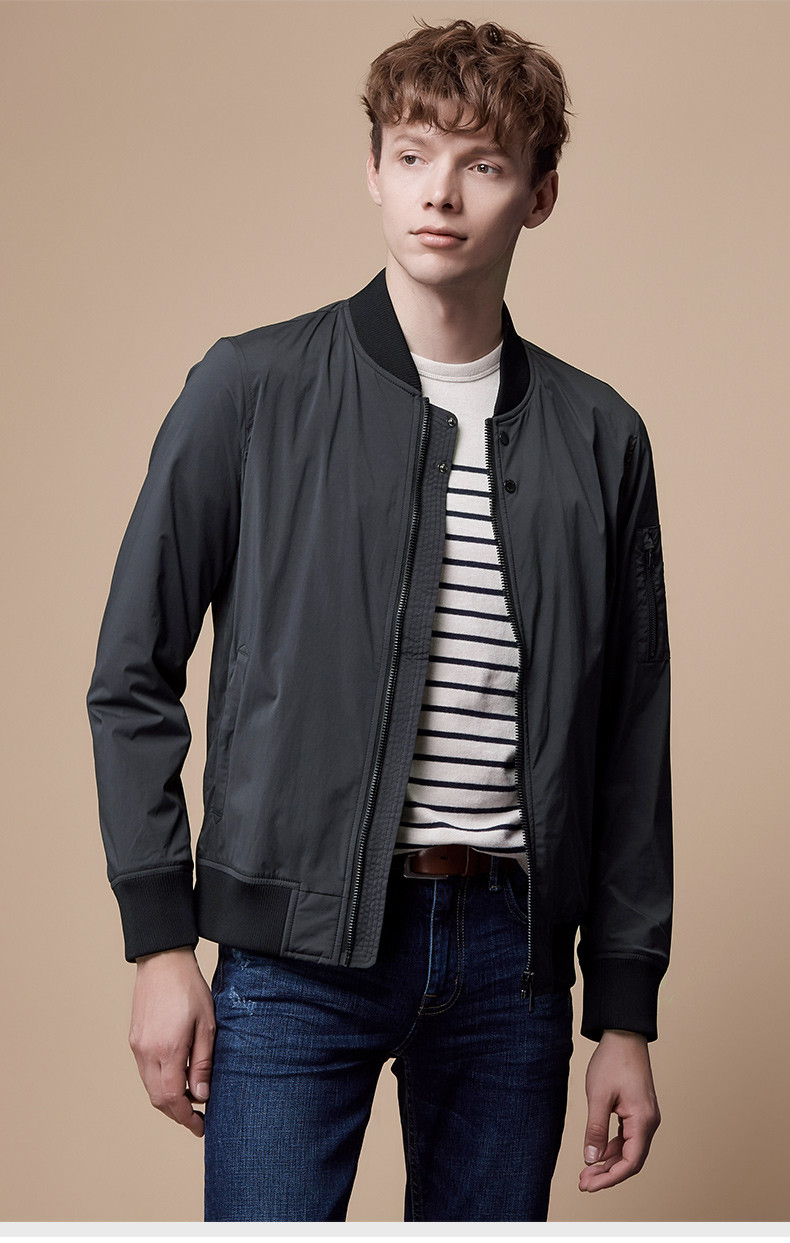 hazzys/哈吉斯 秋冬新款外套男士夹克简约百搭休闲舒适夹克外套asvzu