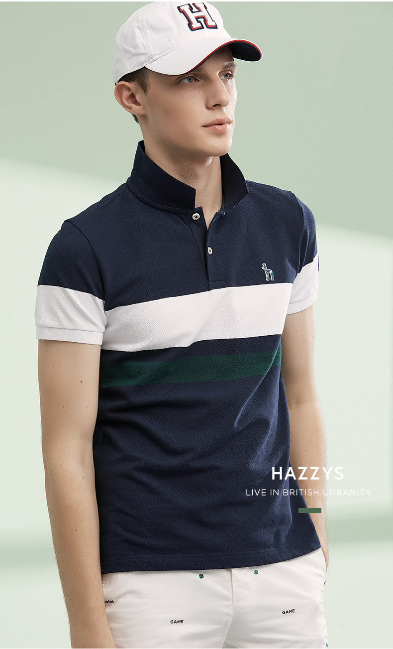 hazzys/哈吉斯溫網系列哈吉斯新款男士英倫男士短polo衫astze08be44