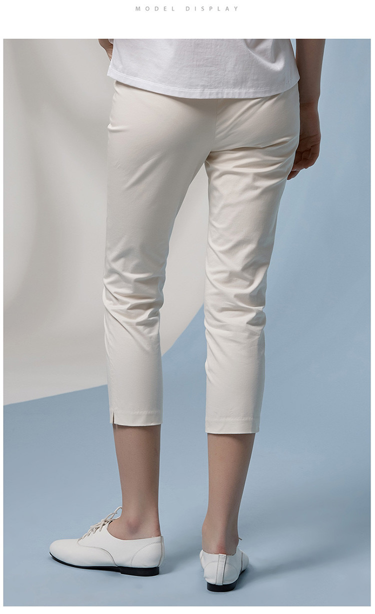 hazzys/哈吉斯 2018春夏新款女士休闲裤女活力棉弹直筒八分裤atdsp08b