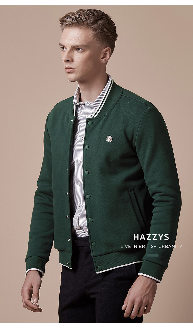hazzys/哈吉斯 2018秋季新款男士夹克时尚简约休闲外套asvzu08cu10