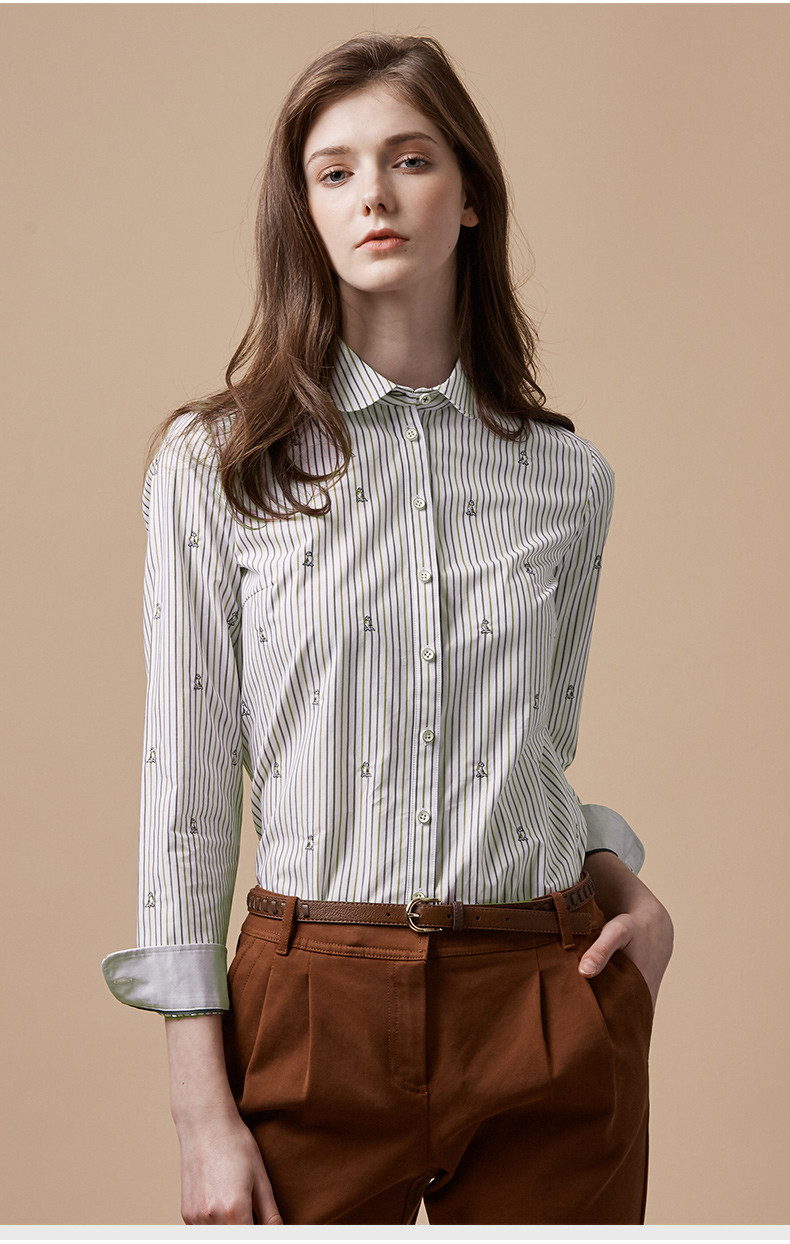 hazzys/哈吉斯2018秋季新款女士长袖衬衫女都市简约百搭衬衫ascsk18ck