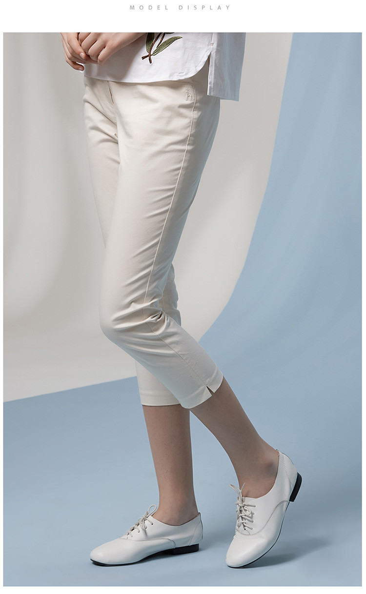 hazzys/哈吉斯 2018春夏新款女士休闲裤女活力棉弹直筒八分裤atdsp08b