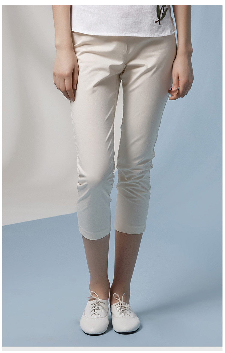 hazzys/哈吉斯 2018春夏新款女士休闲裤女活力棉弹直筒八分裤atdsp08b