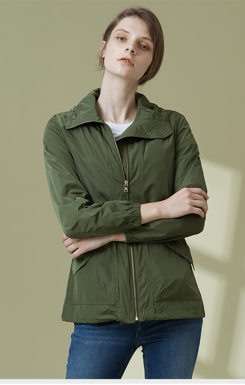 hazzys/哈吉斯 2019年春夏新款女士夹克百搭外套简约修身休闲外套