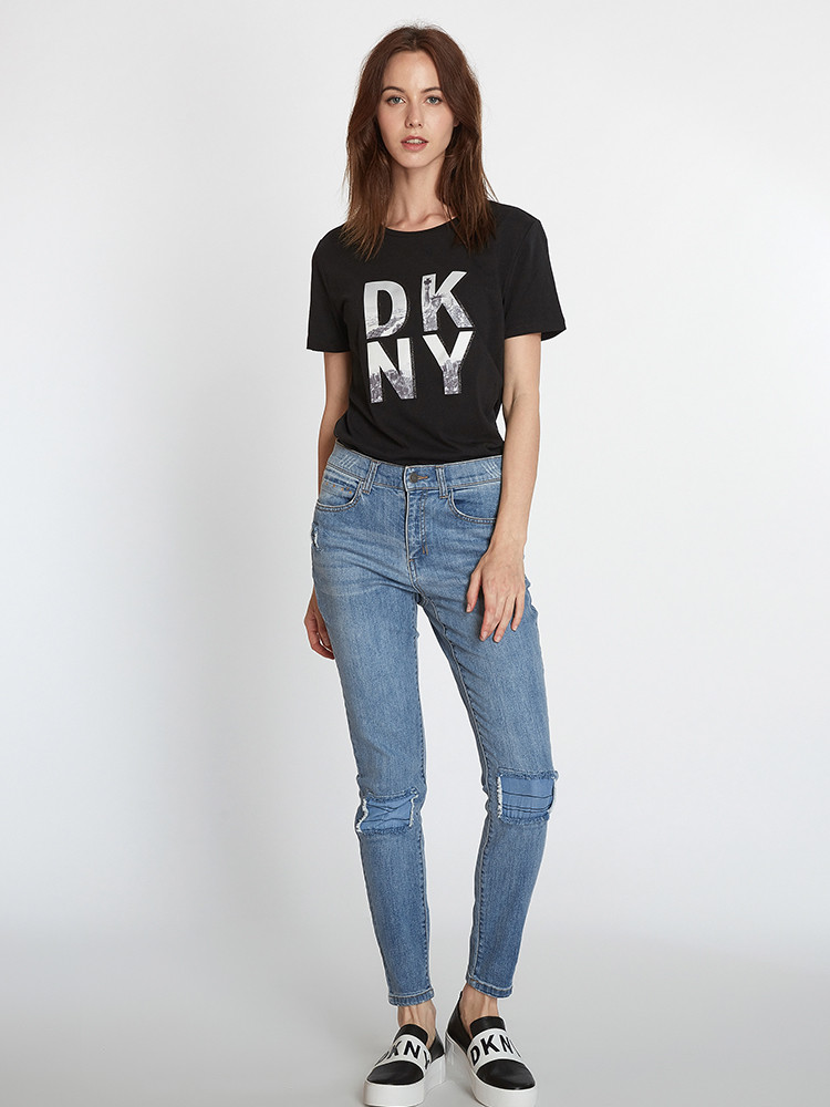 dkny/唐娜 凯伦 2018年秋季新款女士纯色女士牛仔裤