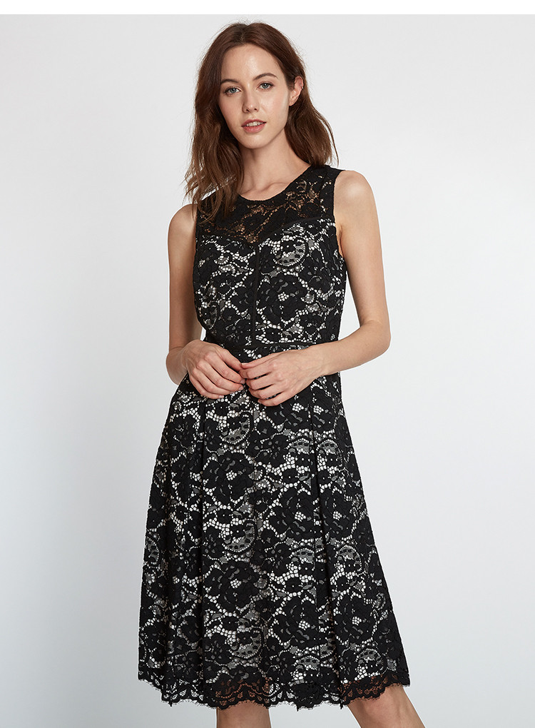 dkny/唐娜 凯伦2018秋季新款修身高腰无袖长裙休闲女士连衣裙a字裙p8