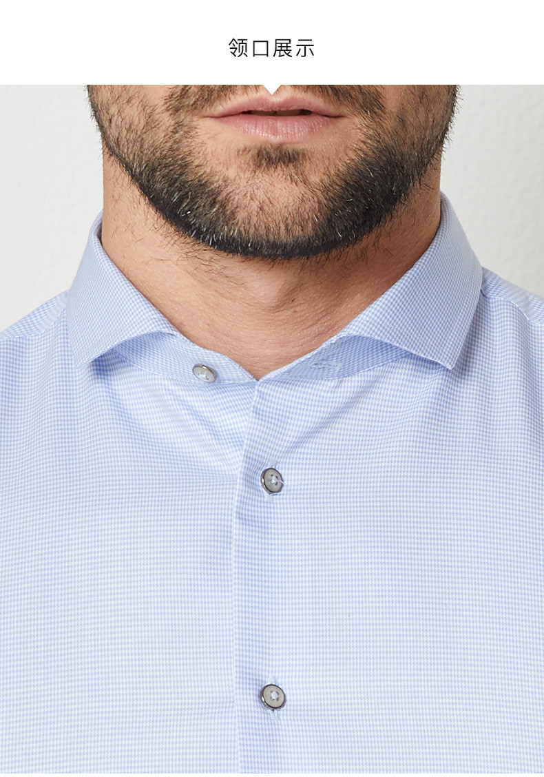 camicissima/恺米切春夏修身免烫温莎领短袖商务纯棉男士短袖衬衫