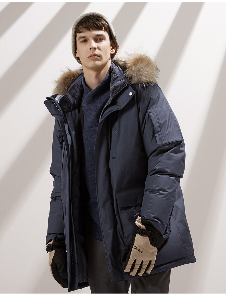 lafuma乐飞叶户外加厚防风毛领鹅绒羽绒服男中长款lmju8dg08