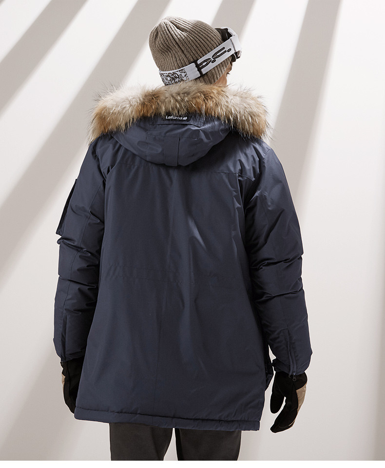 lafuma乐飞叶户外加厚防风毛领鹅绒羽绒服男中长款lmju8dg08