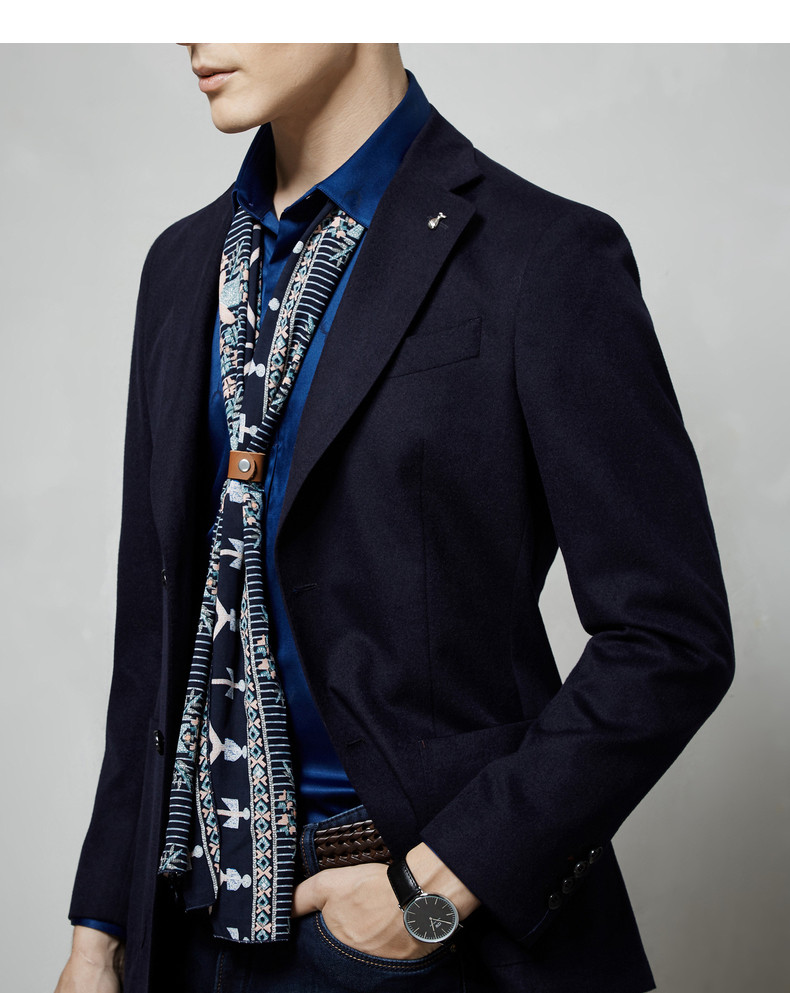 报喜鸟18秋冬新款商务休闲男士西服单西 英伦修身藏青西服青年西装