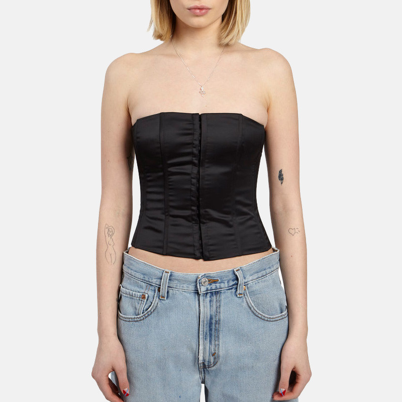 guizio/danielle guizio设计师品牌高腰抹胸式束腰上衣女士短袖t恤