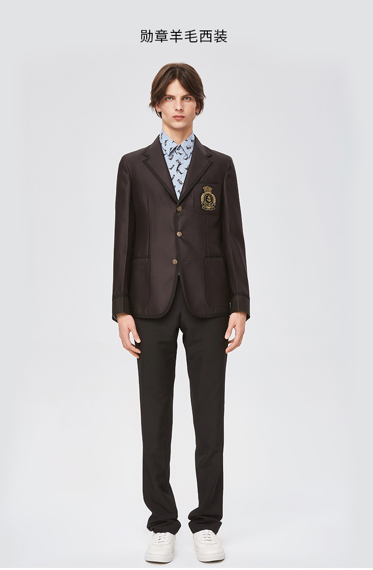 gucci/古驰 古驰黑色勋章羊毛男士西服西装374073 断码