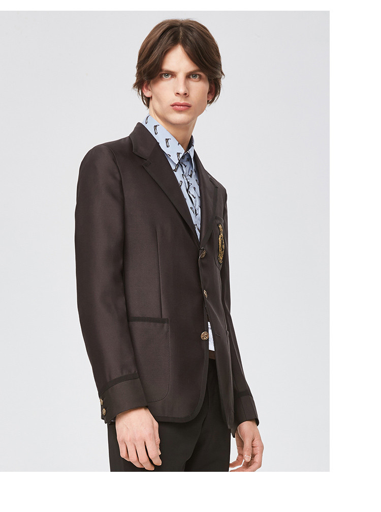 gucci/古驰 古驰黑色勋章羊毛男士西服西装374073 断码