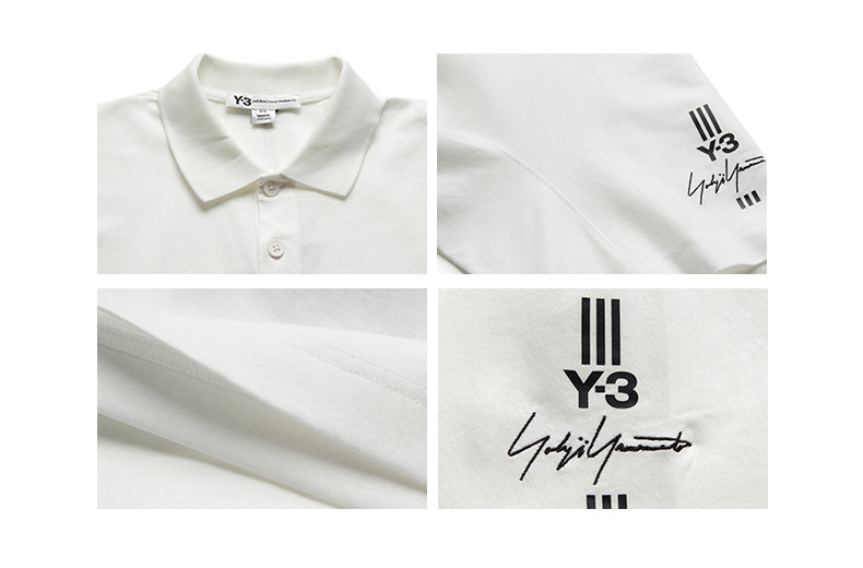 y-3 山本耀司2019春夏 白色左袖签名款短袖polo衫29-dy7301