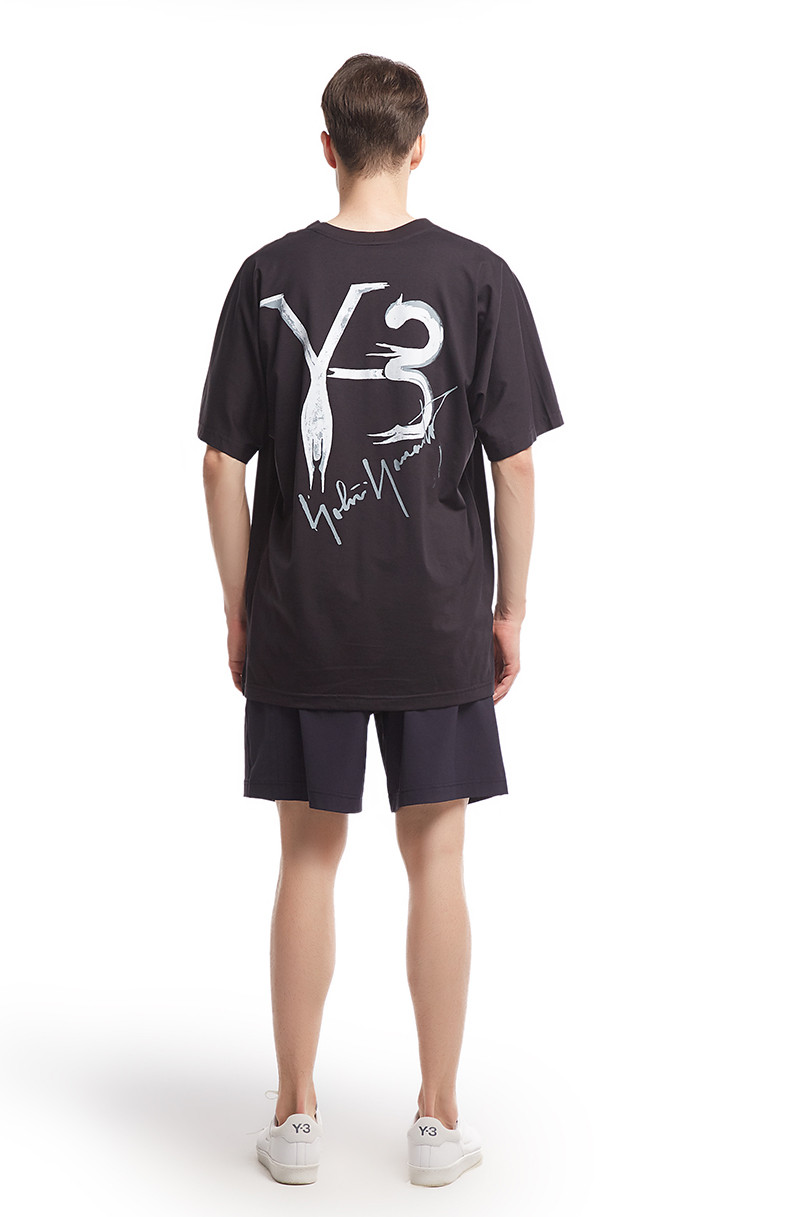 【官方授权】y-3 山本耀司 黑色圆领手绘logo男士短袖t恤tee 27-dp