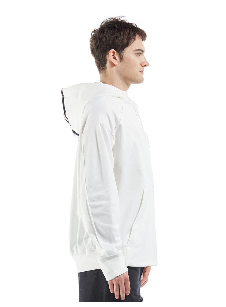 y-3 山本耀司2019春夏走秀新款白色男女情侣款长袖帽衫卫衣带个性logo