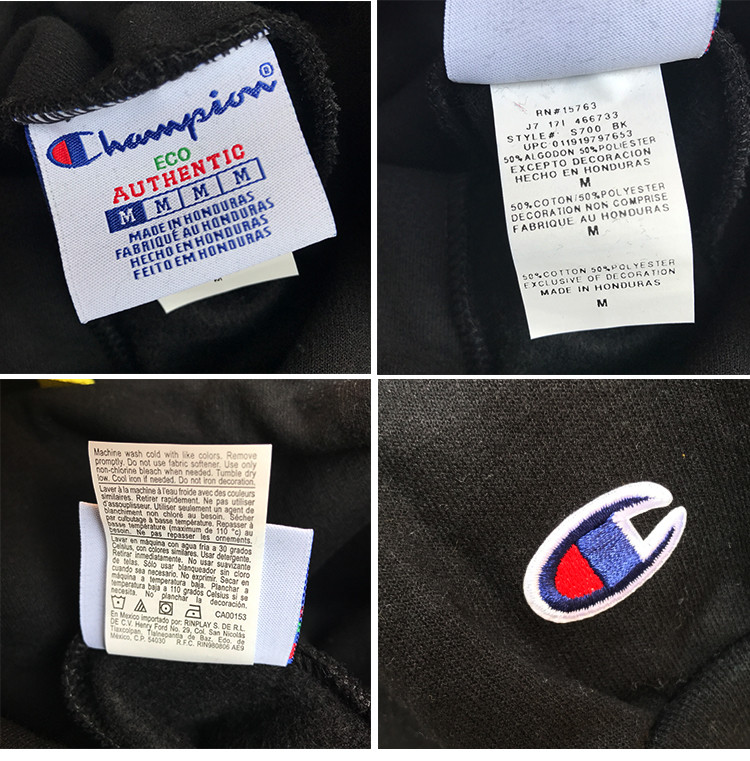 champion 冠军 经典18秋冬加厚连帽套头卫衣袖标刺绣男女情侣款s700-3