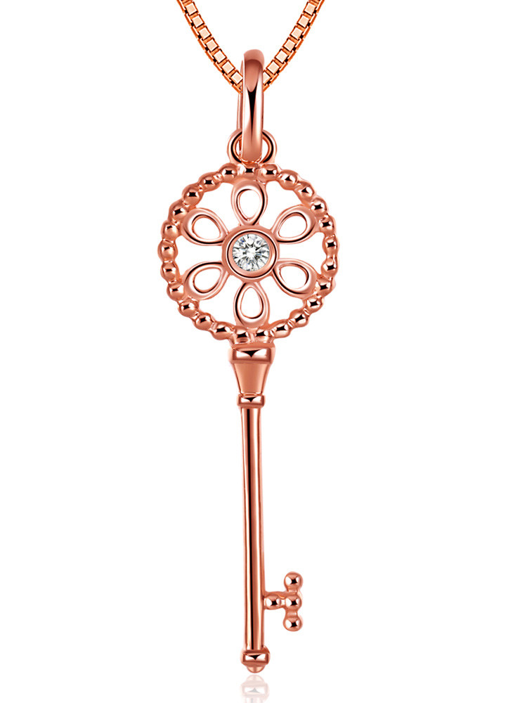 cruine/珂瑞妮红18k钻石吊坠-幸运钥匙 玫瑰金色 均码