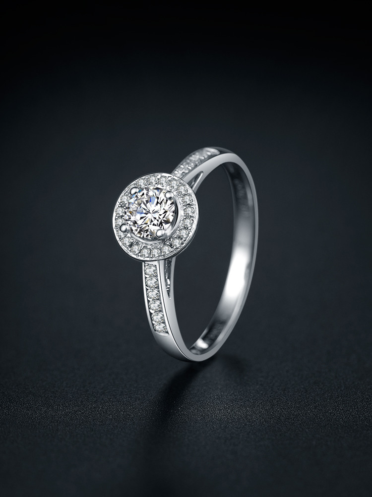 cruine/珂瑞妮18k金色钻石女戒/钻戒-众星捧月