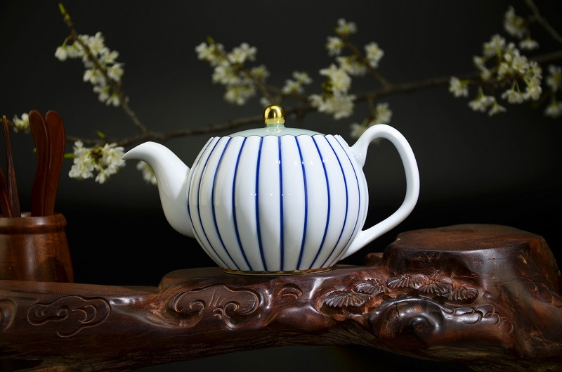 koransha/香兰社 日本皇室御用 有田烧老窑 青蓝纹汤吞急须 茶具套装