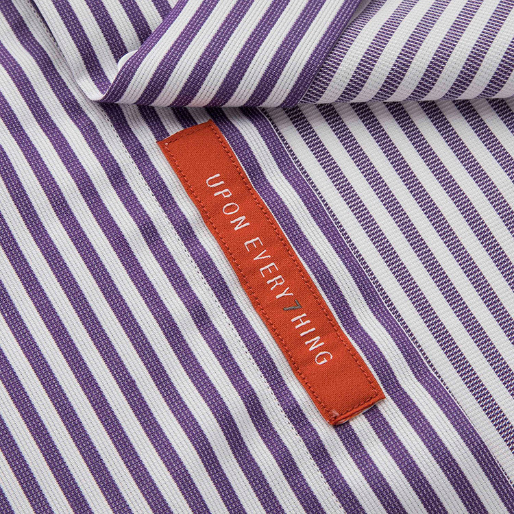 长袖衬衫商务休闲意大利进口面料tessituramonti全棉紫色条纹长袖衬衣