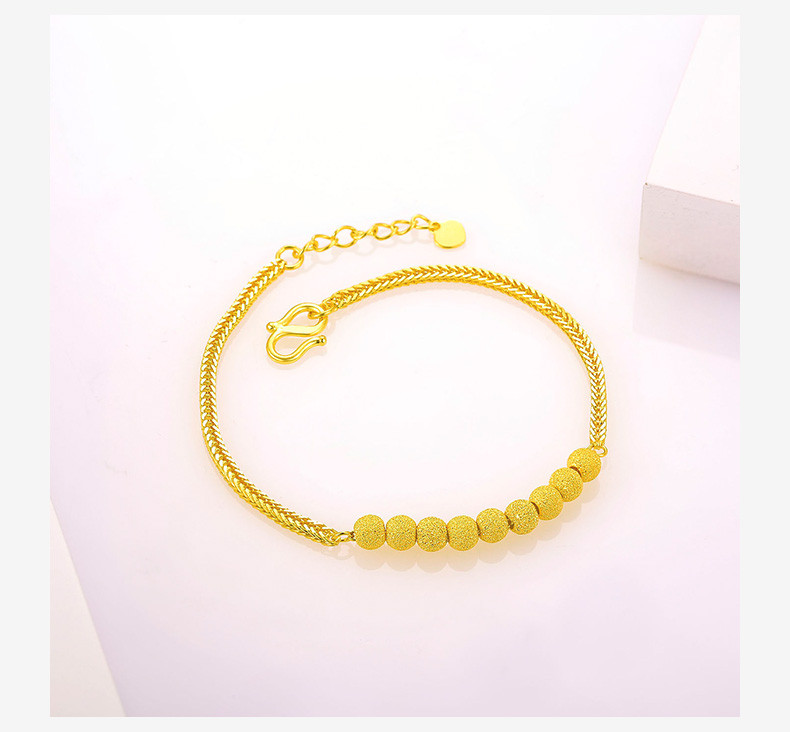 chow tai seng/周大生黄金 金珠双层麦穗手链g0hc0027