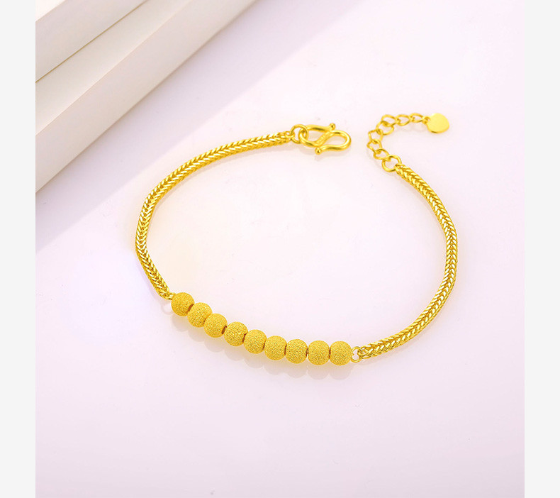 chow tai seng/周大生黄金 金珠双层麦穗手链g0hc0027