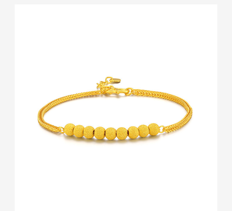 chow tai seng/周大生黄金 金珠双层麦穗手链g0hc0027