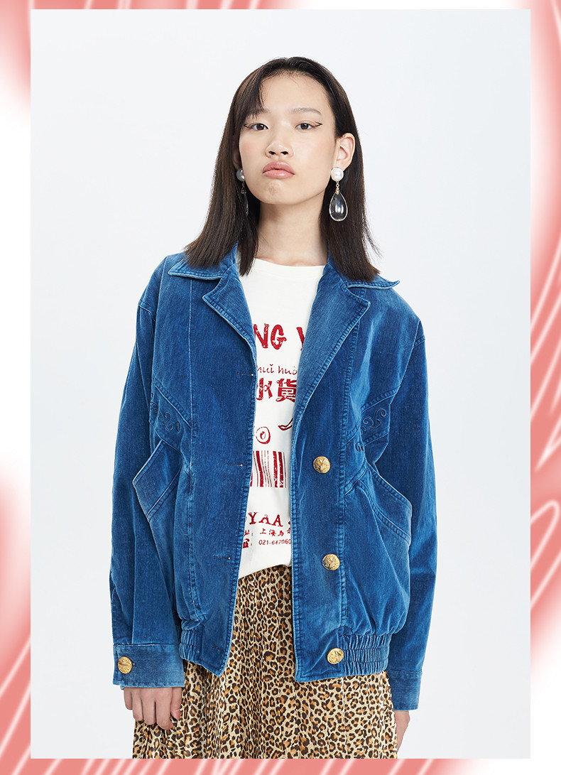 【designerwomenswear】uooyaa/乌丫新款专柜正品复古水洗绣花图标