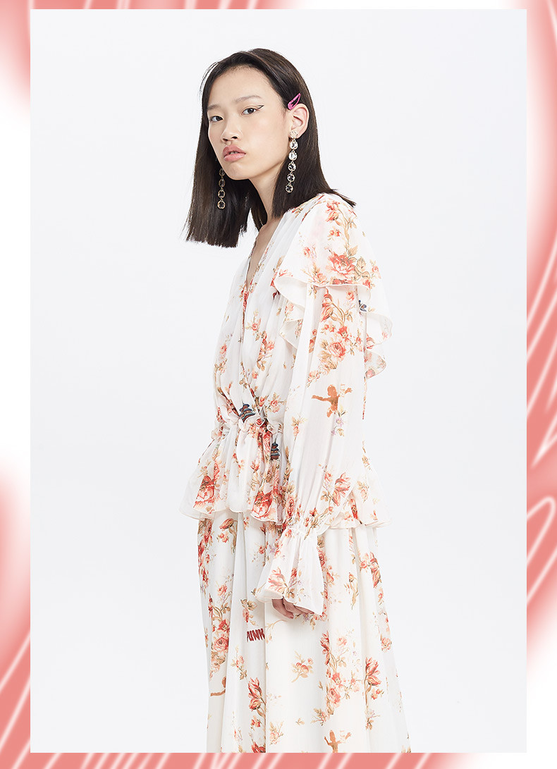 【designerwomenswear】uooyaa/乌丫18秋冬新款专柜正品复古喇叭袖