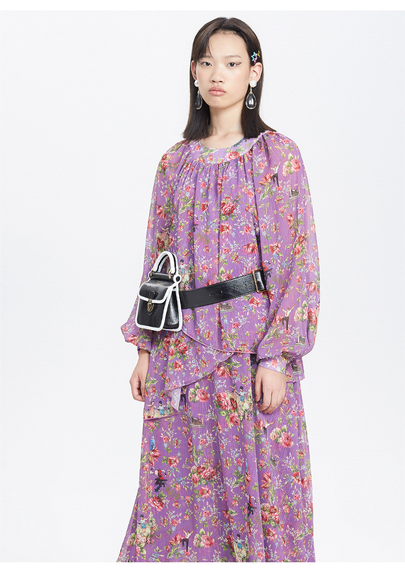 【designerwomenswear】uooyaa/乌丫18秋冬新款专柜正品复古时髦印花