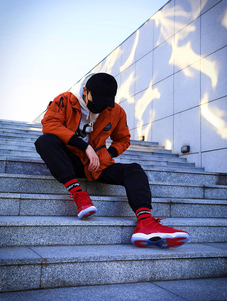 耐克aj11男女情侣款nike air jordan 11 win like96 红色 芝加哥 公牛