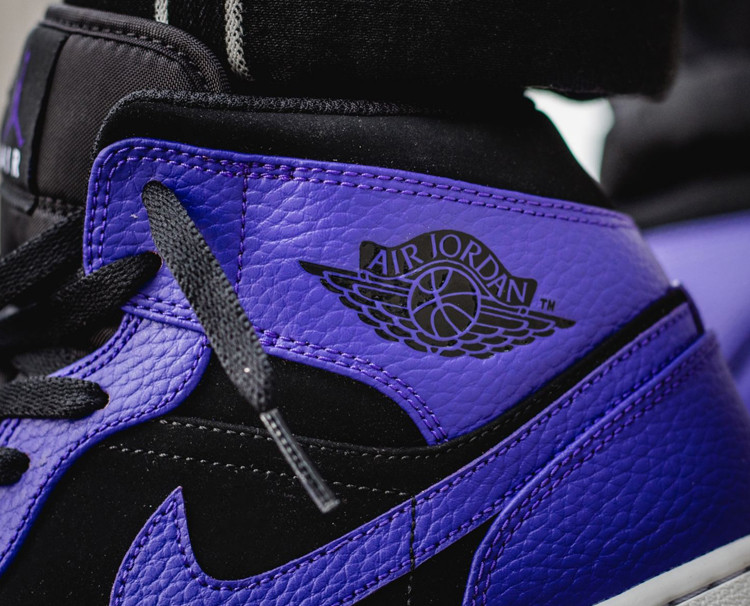 nike/耐克 air jordan 1 aj1 乔1 mid 小黑紫脚趾葡萄 篮球鞋 554725