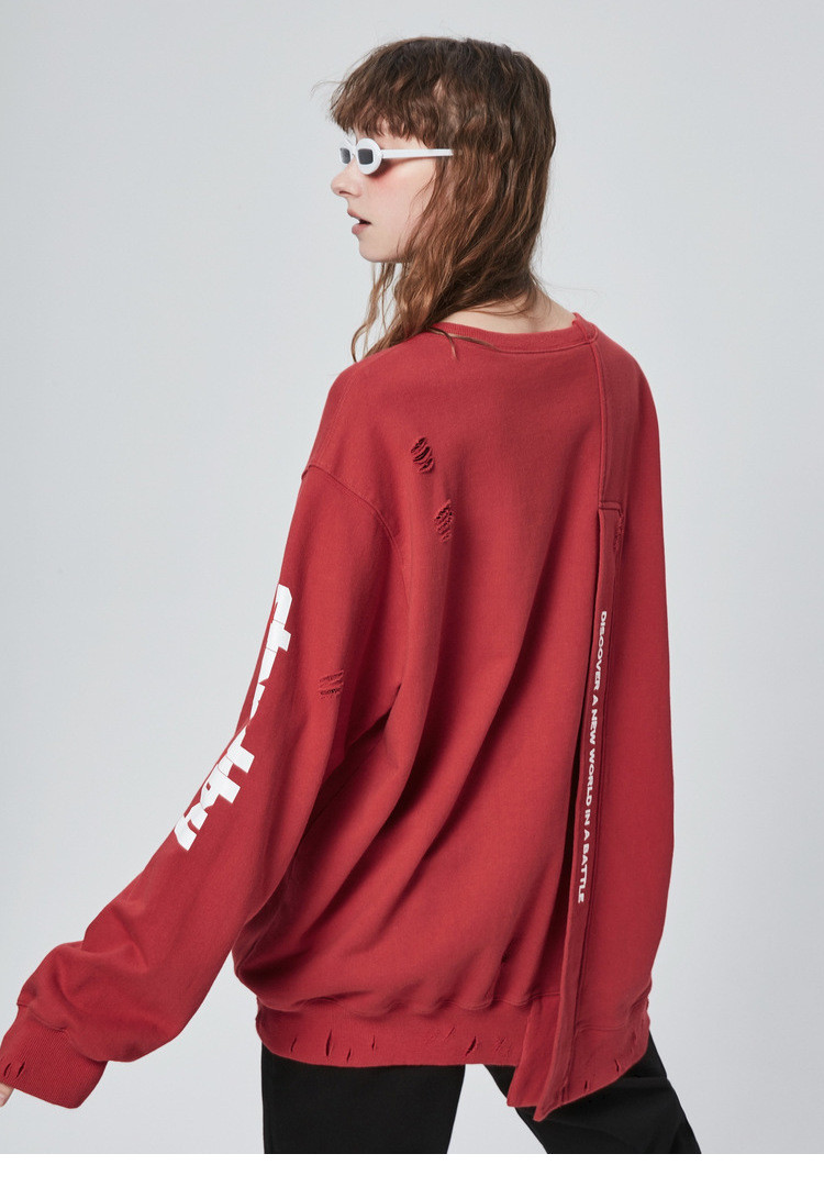 【inxx】standby/standby男款红色个性破洞卫衣xm83104408