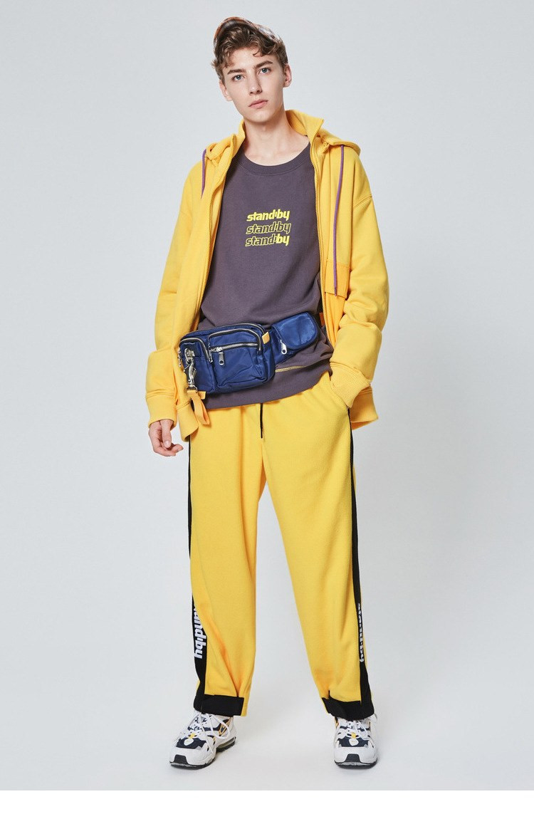 【inxx】stand by 男装黄色潮牌简约后背印花休闲连帽