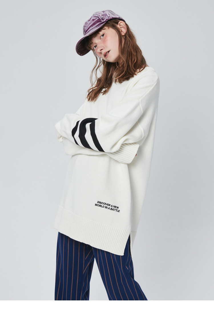 【inxx】standby/standby男装白色简约休闲个性字母提花毛衣xm8