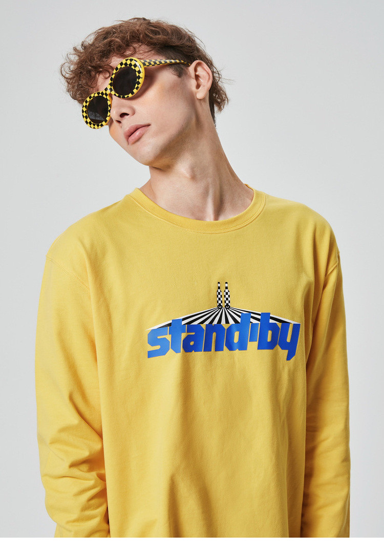 【inxx】standby/standby男款黄色字母印花卫衣xm83104413