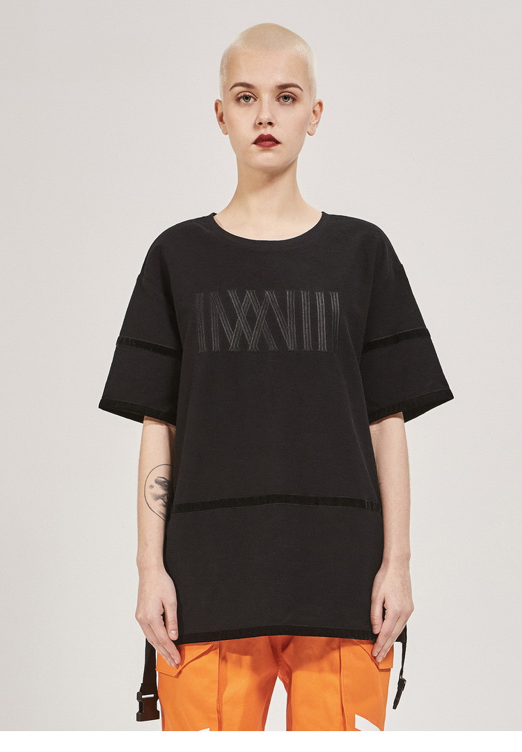 inxx男款黑色后背织带设计短袖t恤xx82013373