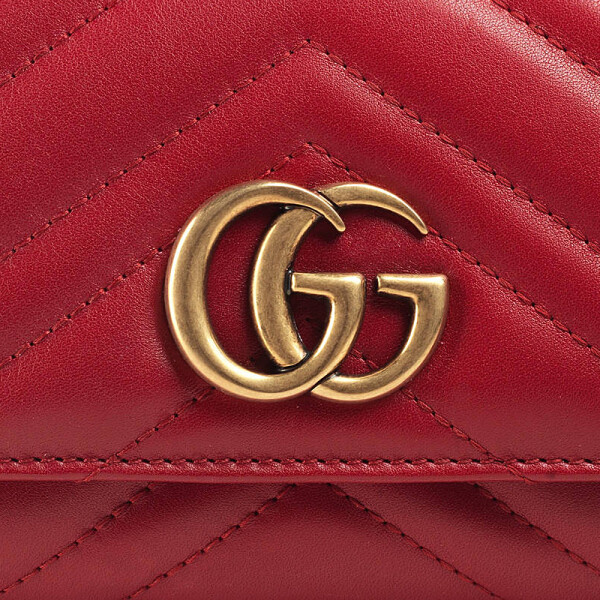 gucci/古驰 女士红色皮质双g绗缝长款钱包钱夹 443436rw1t6433 -xa